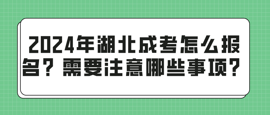 2024年湖北成考怎么报名？需要注意哪些事项？