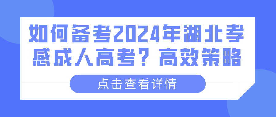 如何备考2024年湖北孝感成人高考？高效策略(图1)