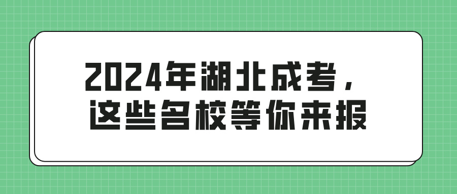 2024年湖北成考，这些名校等你来报