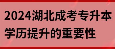 2024湖北成考专升本学历提升的重要性