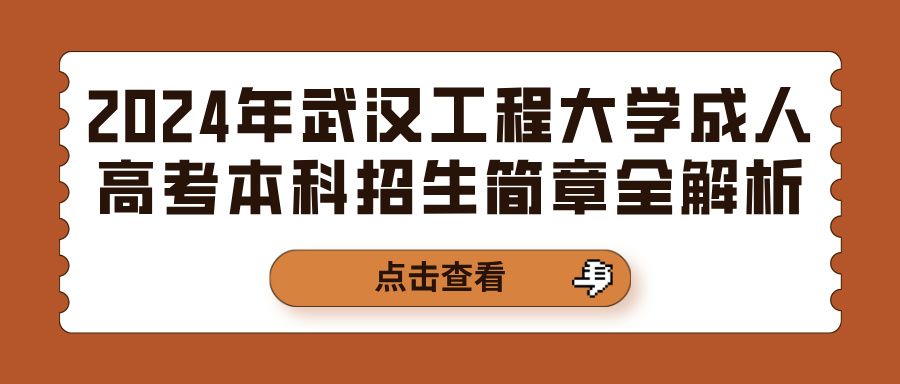 2024年武汉工程大学成人高考本科招生简章全解析