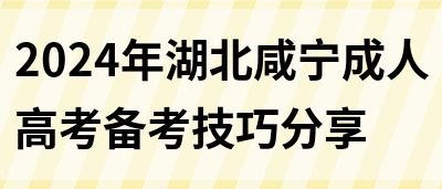 2024年湖北咸宁成人高考备考技巧分享(图1)