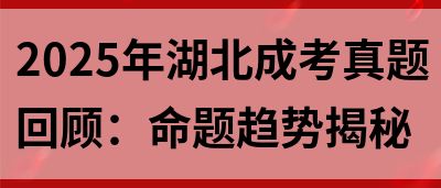 2025年湖北成考真题回顾：命题趋势揭秘