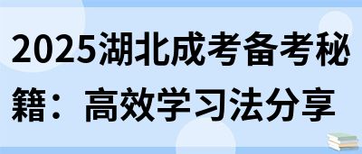 2025湖北成考备考秘籍：高效学习法分享