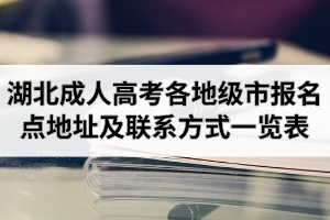 2020年湖北成人高考各地级市报名点地址及联系方式一览表