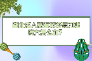 湖北成人高考英语复习难度大怎么办？