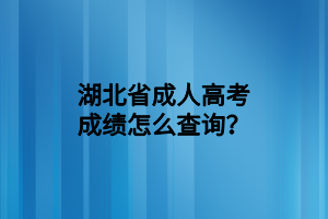 湖北省成人高考成绩怎么查询？(图1)