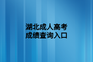 湖北成人高考成绩查询入口