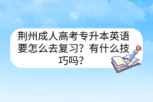 荆州成人高考专升本英语要怎么去复习？有什么技巧吗？(图1)