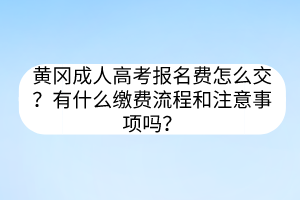 黄冈成人高考报名费怎么交？有什么缴费流程和注意事项吗？