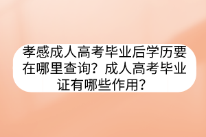 孝感成人高考毕业后学历要在哪里查询？成人高考毕业证有哪些作用？(图1)