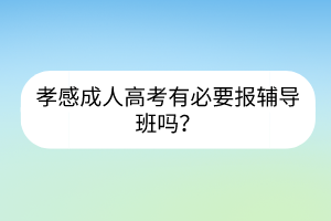 孝感成人高考有必要报辅导班吗？(图1)