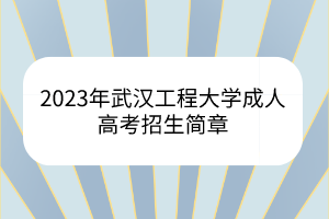 2023年武汉工程大学成人高考招生简章(图1)