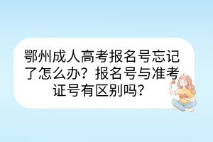 鄂州成人高考报名号忘记了怎么办？报名号与准考证号有区别吗？(图1)