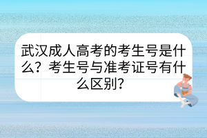 武汉成人高考的考生号是什么？考生号与准考证号有什么区别？(图1)