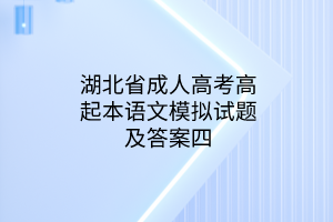 湖北省成人高考高起本语文模拟试题及答案四