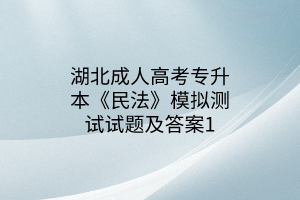 湖北成人高考专升本《民法》模拟测试试题及答案1