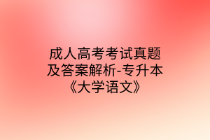 湖北成人高考考试真题及答案解析-专升本《大学语文》