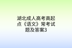 湖北成人高考高起点《语文》常考试题及答案3